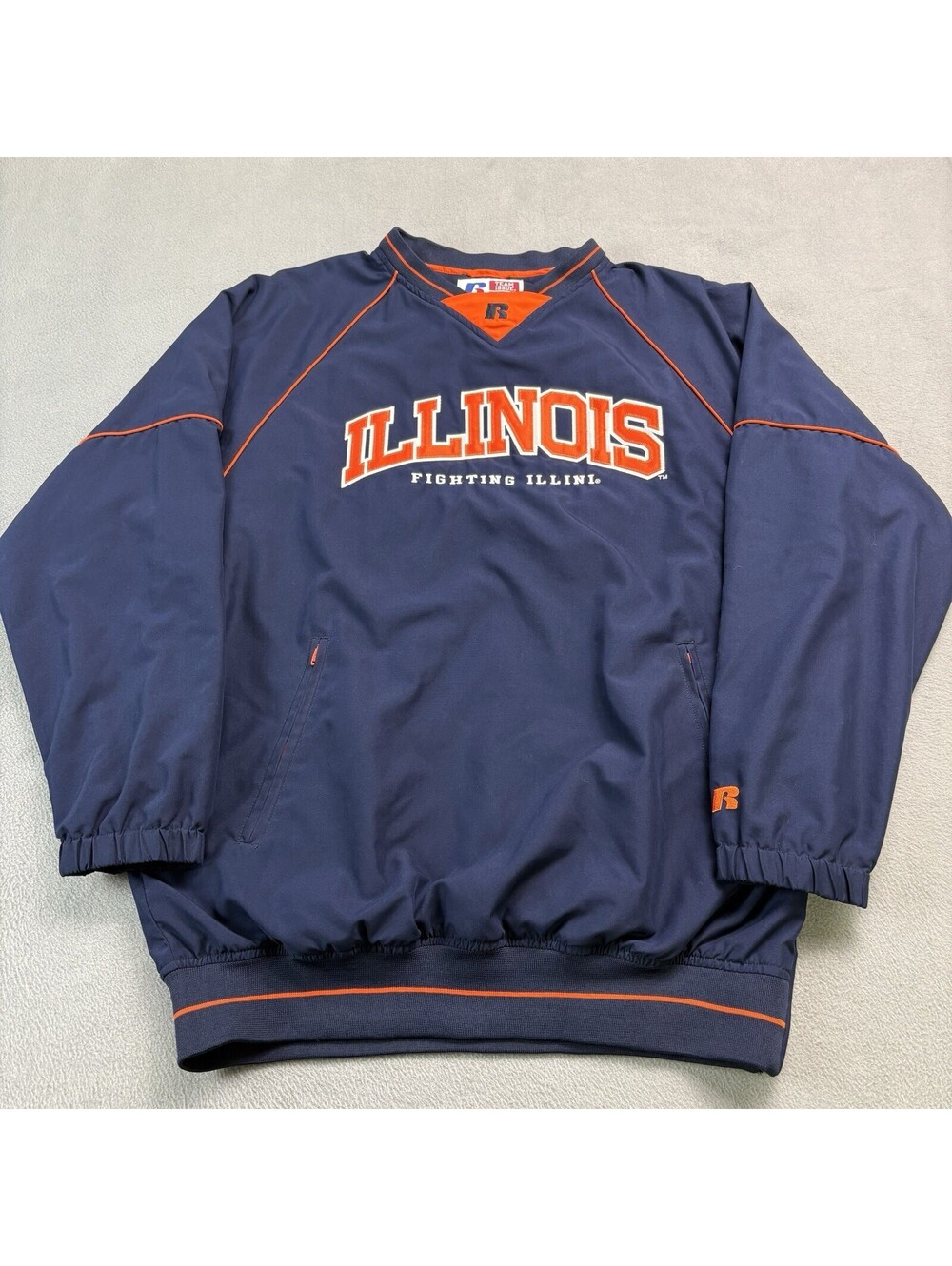 Russell University Of Illinois Fighting Illini Windbreaker Jacket Size Medium